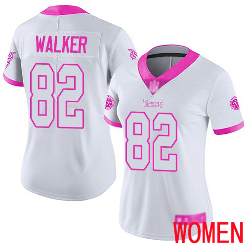 Tennessee Titans Limited White Pink Women Delanie Walker Jersey NFL Football #82 Rush Fashion->women nfl jersey->Women Jersey